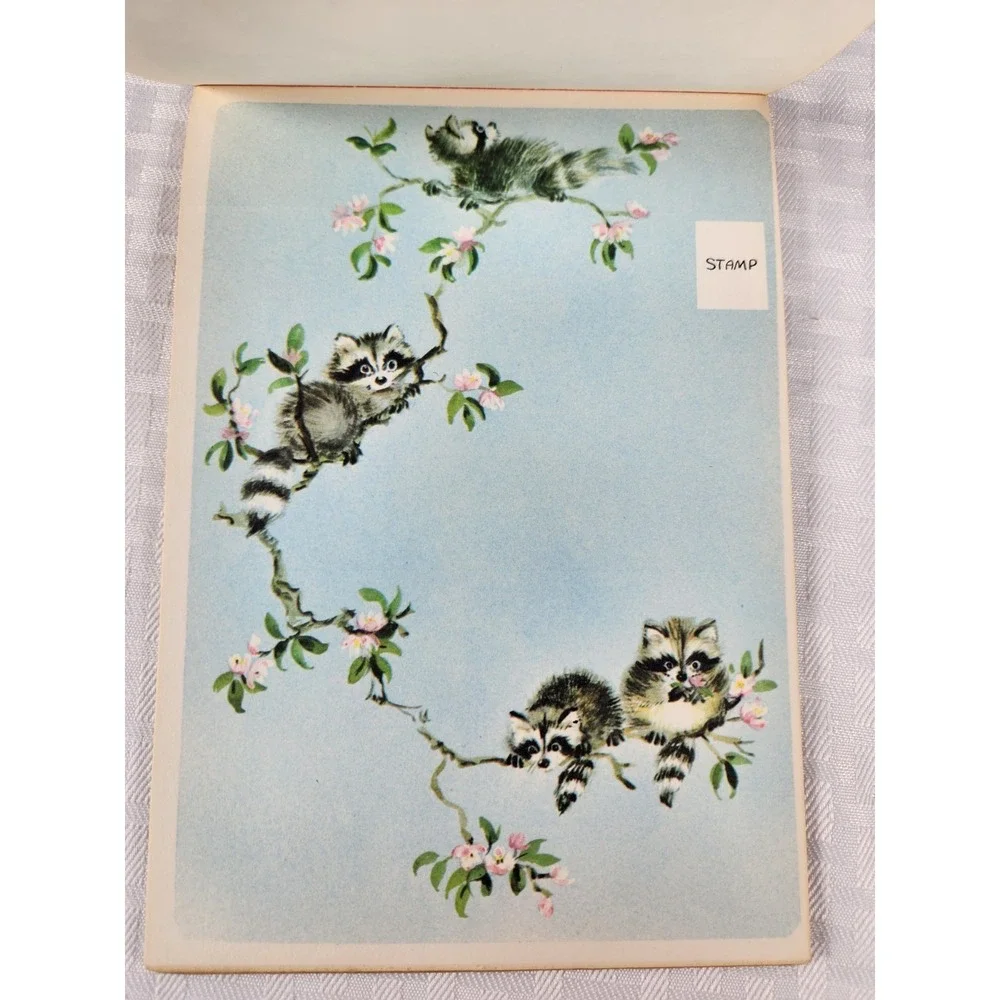 Vintage 1970's Forest Friends Stationary Set Fold, Seal, and Send Animal Prints